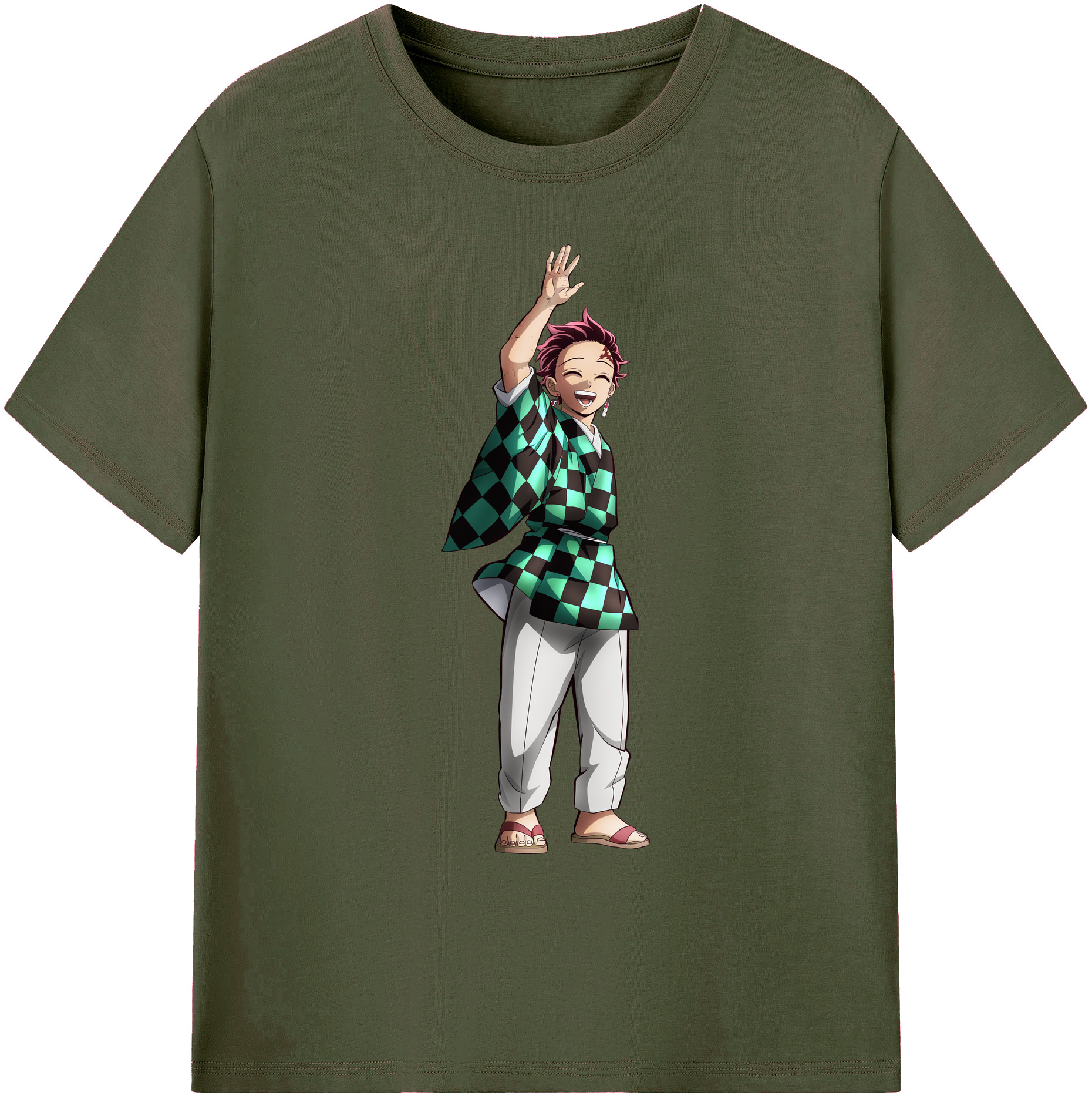 （画像用） 鬼滅の刃 竈門 炭治郎／かまど たんじろう Kamado Tanjirou 綿100％ メンズ半袖Tシャツ｜肌触りやわらか＆通気性
